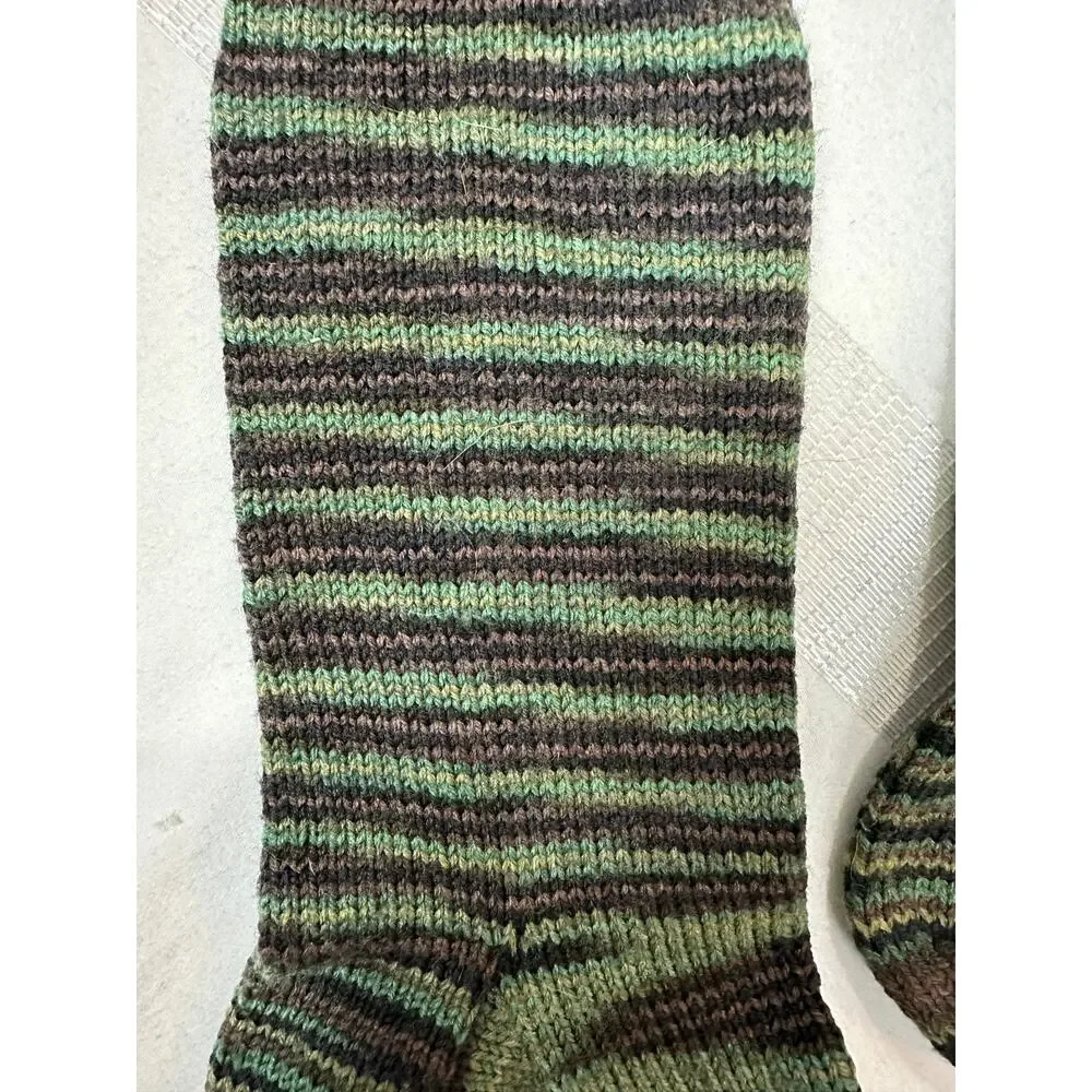 Hand Knit Womens Socks Variegated Green